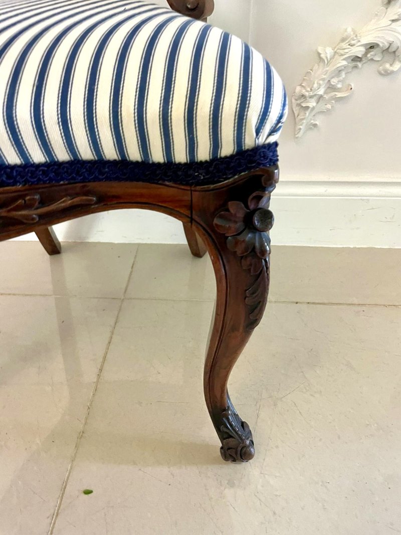 Outstanding Quality Set of 6 Antique Victorian Carved Walnut Dining Chairs - Image 6